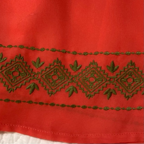 C Label Coral Chiffon Dress w/ Embroidered Detail at Hem | Size S | Summer - Picture 7 of 10